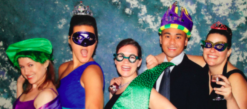 Being silly at the Claddagh Ball. (L-R) Jennifer Denys, Karen Neill, Natasha Walsh, Dennis Manzanares and Sandra Mills